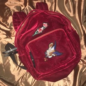 Velvet Embroidered Backpack